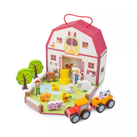 New Classic Toys Farm House Playset with farm animals and a barn.