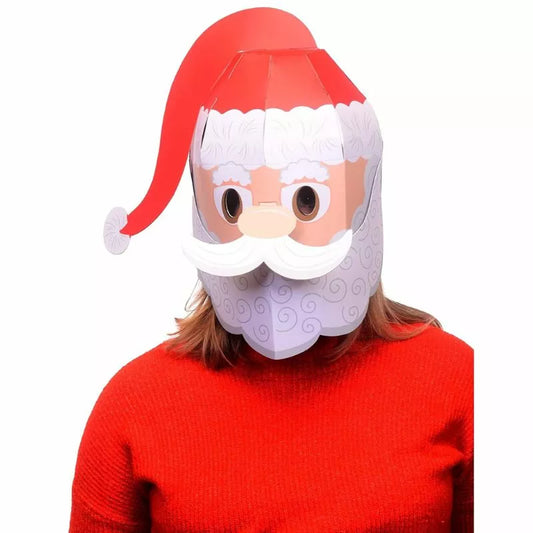 A woman wearing a Fiesta Crafts 3D Mask Santa.