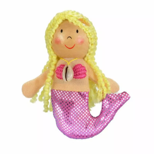 a Fiesta Crafts Mermaid Finger Puppet with blonde hair.