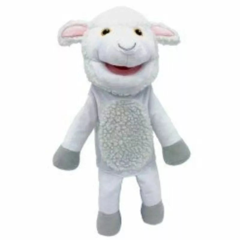 A Fiesta Crafts Sheep Hand Puppet on a white background, perfect for enhancing communication skills.