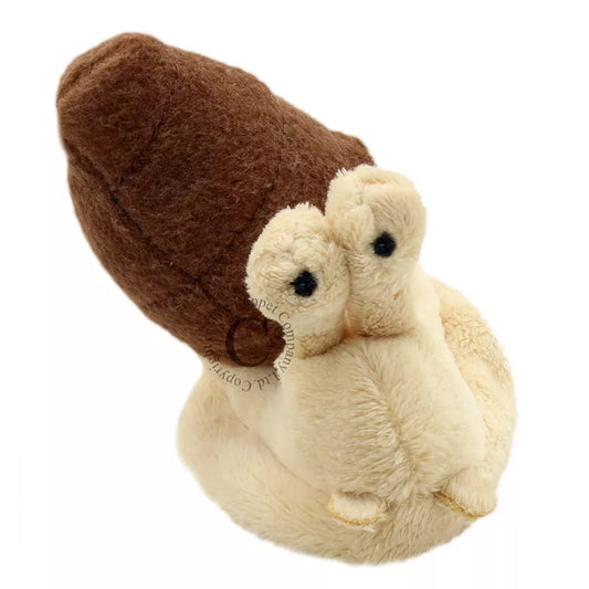 A Finger Puppet Snail, sized for children or adults’ fingers. Soft padded body, with realistic colours.