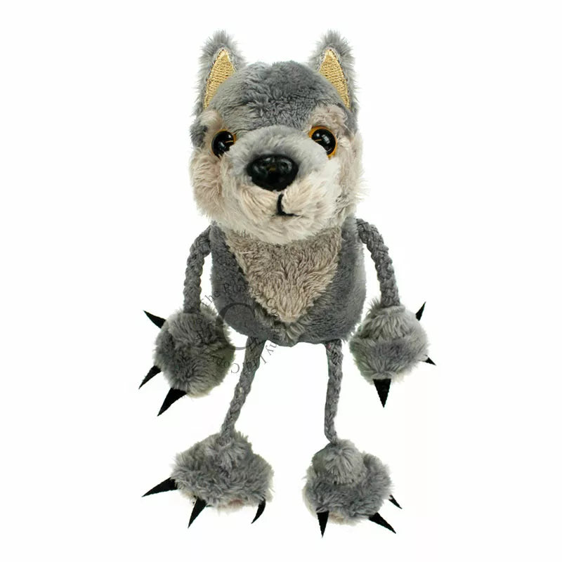 A Finger Puppet Wolf, sized for children or adults’ fingers. Soft padded body, with realistic colours.