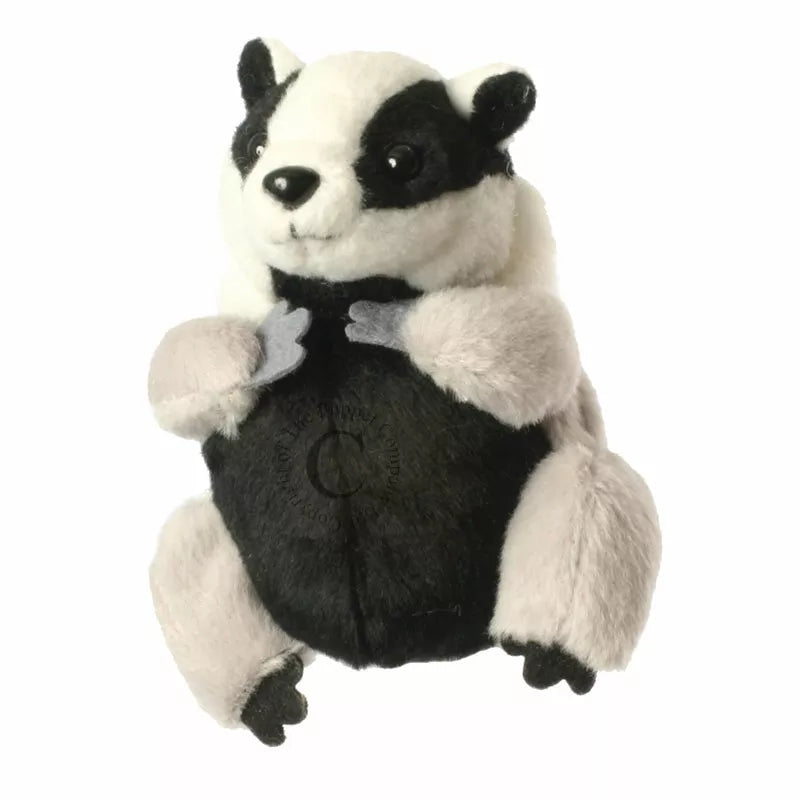 A Badger Finger Puppet, sized for children or adults’ fingers. Soft padded body, with realistic colours.