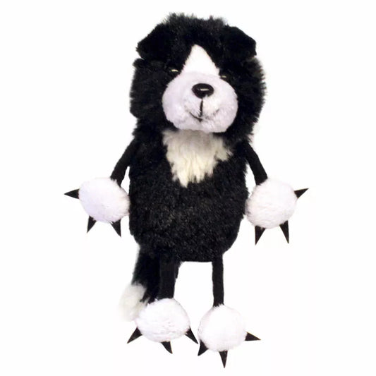 A Border Collie Finger Puppet, sized for children or adults’ fingers. Soft padded body, with realistic colours.
