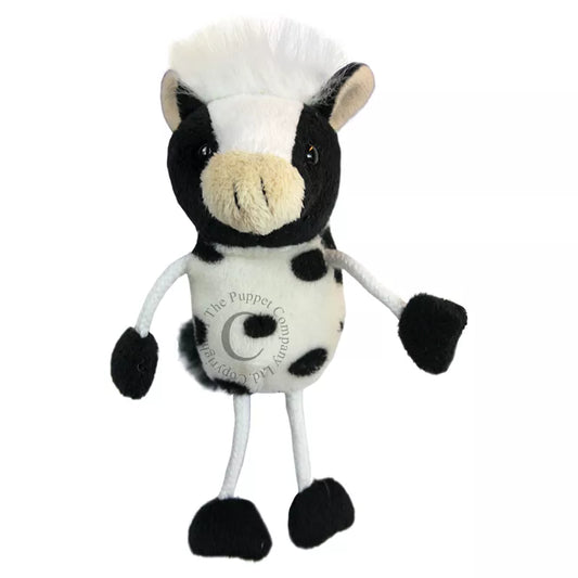 A Cow Finger Puppet, sized for children or adults’ fingers. Soft padded body, with realistic colours.