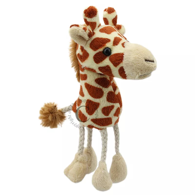 A Giraffe Finger Puppet, sized for children or adults’ fingers. Soft padded body, with realistic colours.
