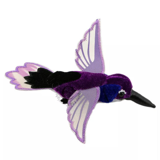 A Hummingbird Finger Puppet, sized for children or adults’ fingers. Soft padded body, with realistic colours.