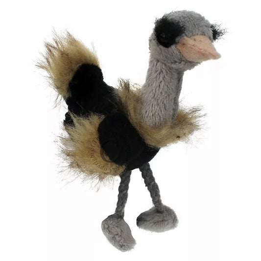 A Finger Puppet Ostrich, sized for children or adults’ fingers. Soft padded body, with realistic colours.