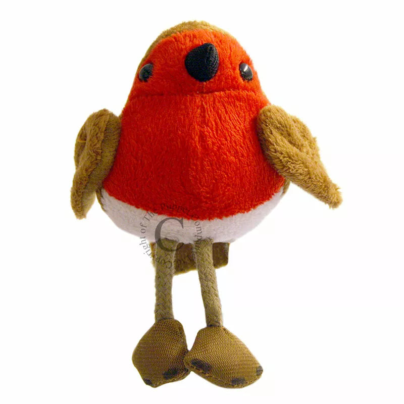 A Robin Finger Puppet, sized for children or adults’ fingers. Soft padded body, with realistic colours.