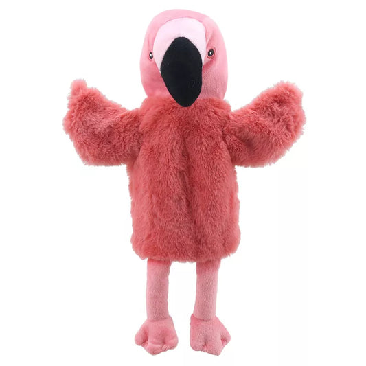 An ECO Puppet Buddies Flamingo Hand Puppet with wings outstretched.
