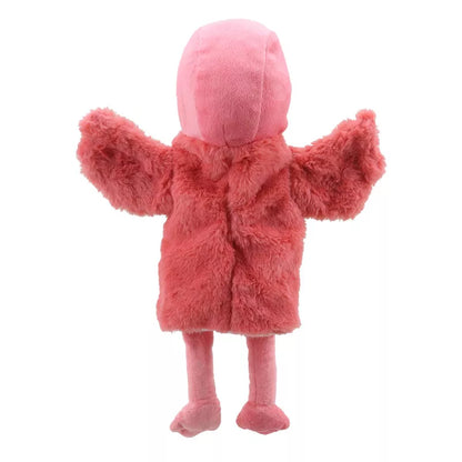An ECO Puppet Buddies Flamingo Hand Puppet on a white background.