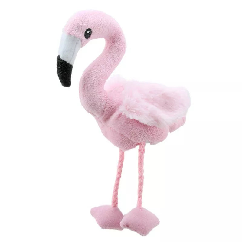 A Flamingo Finger Puppet, sized for children or adults’ fingers. Soft padded body, with realistic colours.