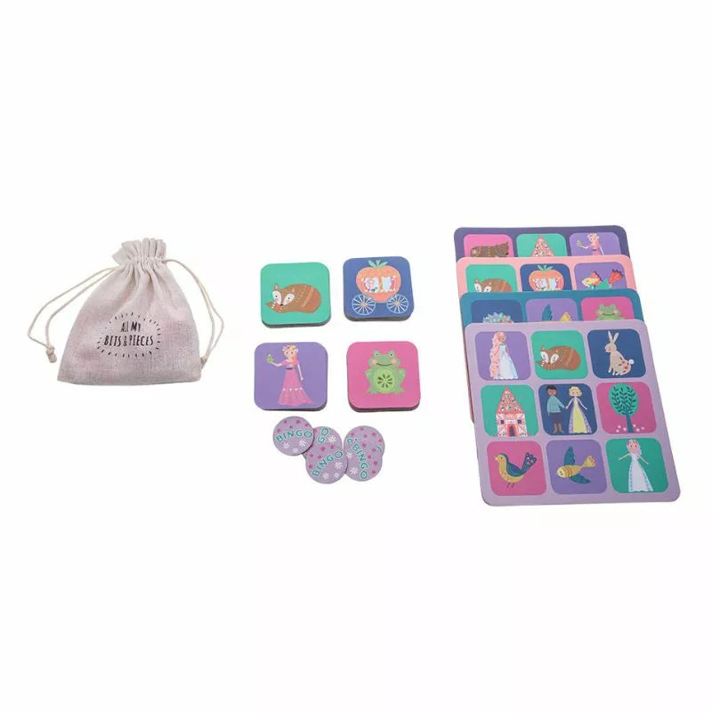 A Floss & Rock Magnetic Lotto Bingo Fairy Tale set and bag.