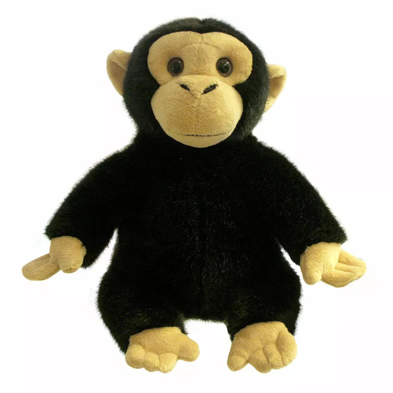 The Puppet Company Full-bodied Hand Puppet Chimp sitting on a white background.