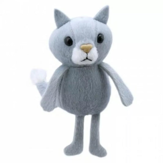 A Finger Puppet Grey Cat, sized for children or adults’ fingers. Soft padded body, with realistic colours.
