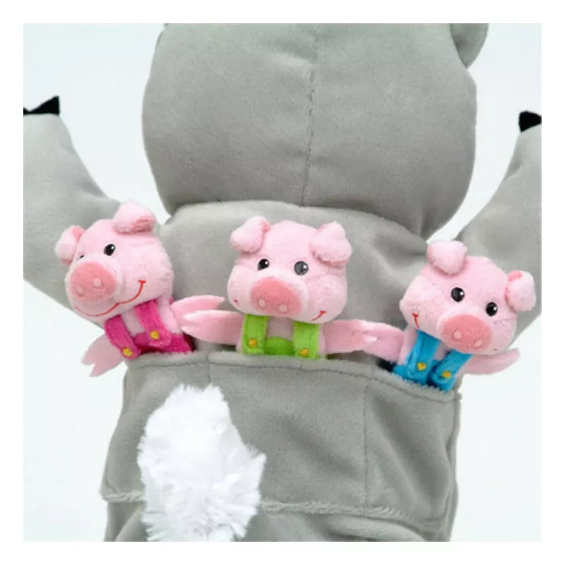 A group of Fiesta Crafts Big Bad Wolf & 3 Little Pigs Puppet Set in a pocket.
