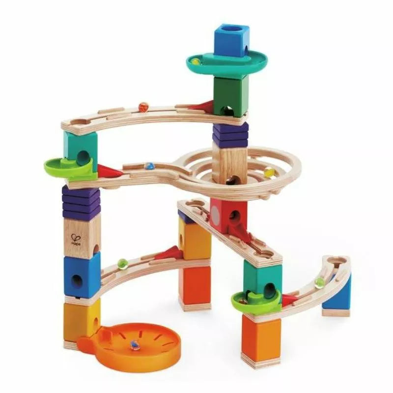 a Hape Cliffhanger toy set with a train track.