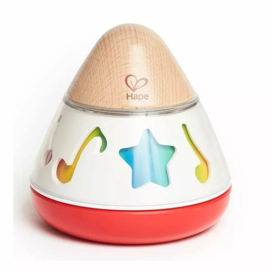 A Hape Rotating Music Box with a colorful design on it.