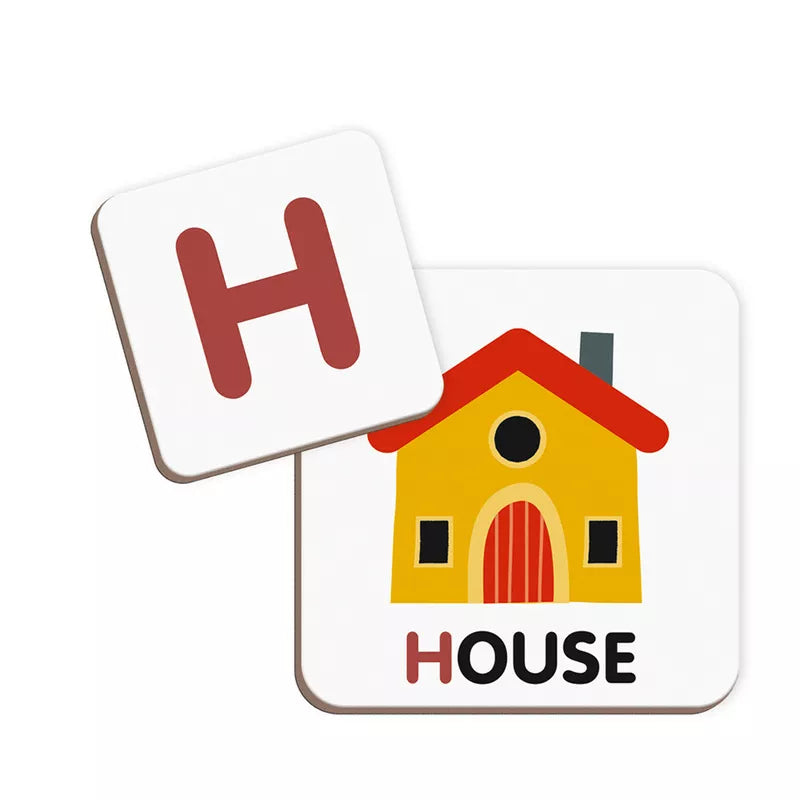 A picture of a house with the letter h on it using Janod English Alphabet Magneti’Book.