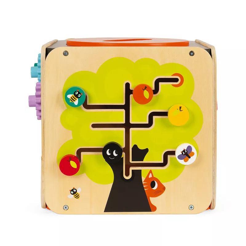 A Janod Multi-Activity Looping Toy with a tree and animals on it.