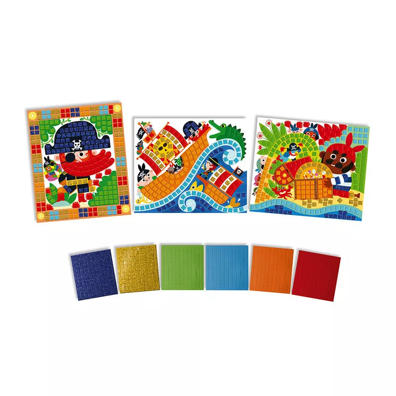 A set of Janod Mosaics Pirates children's placemats with a pirate theme.