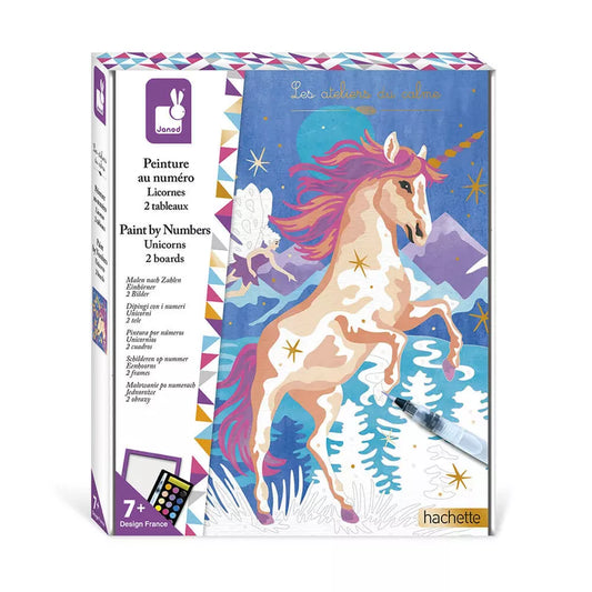 A box of Janod Paint By Numbers Watercolor Unicorns.