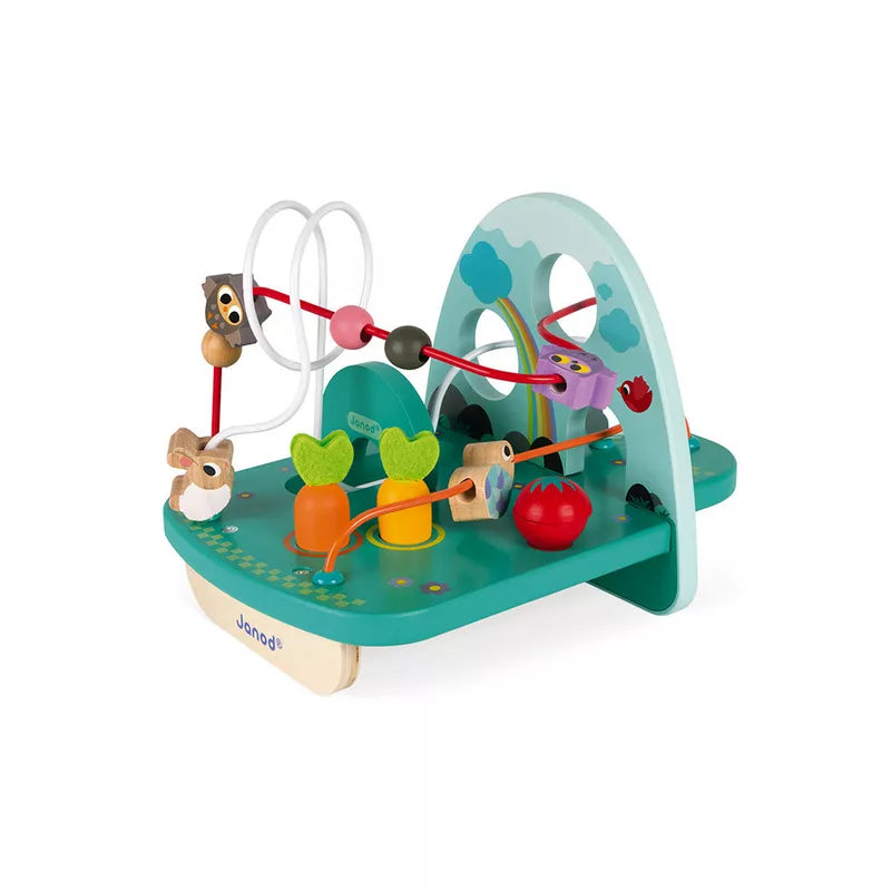 Janod Rabbit and Co Looping Toy with animals on it on a white background.
