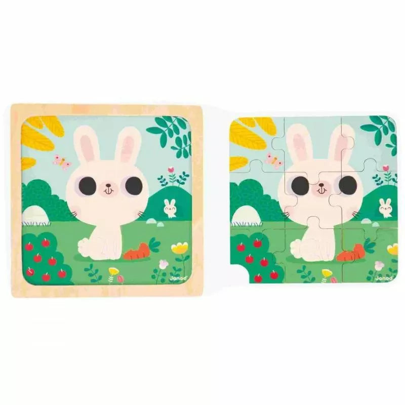 A Janod White Rabbit Puzzle toy.