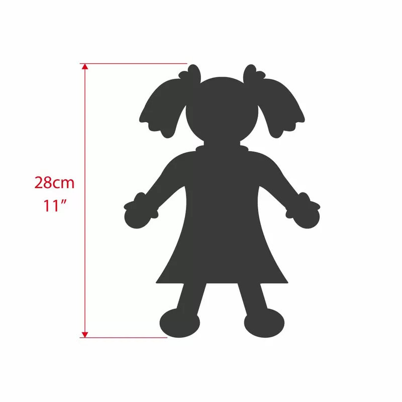 A black silhouette of Bigjigs Jess Doll Small with a ponytail.