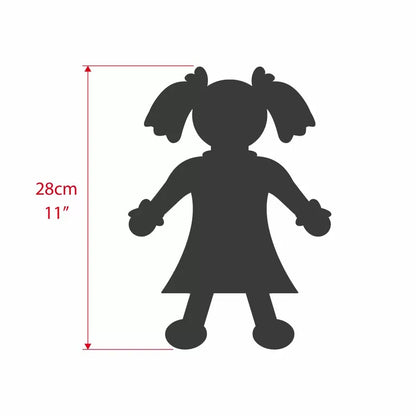 A black silhouette of Bigjigs Jess Doll Small with a ponytail.