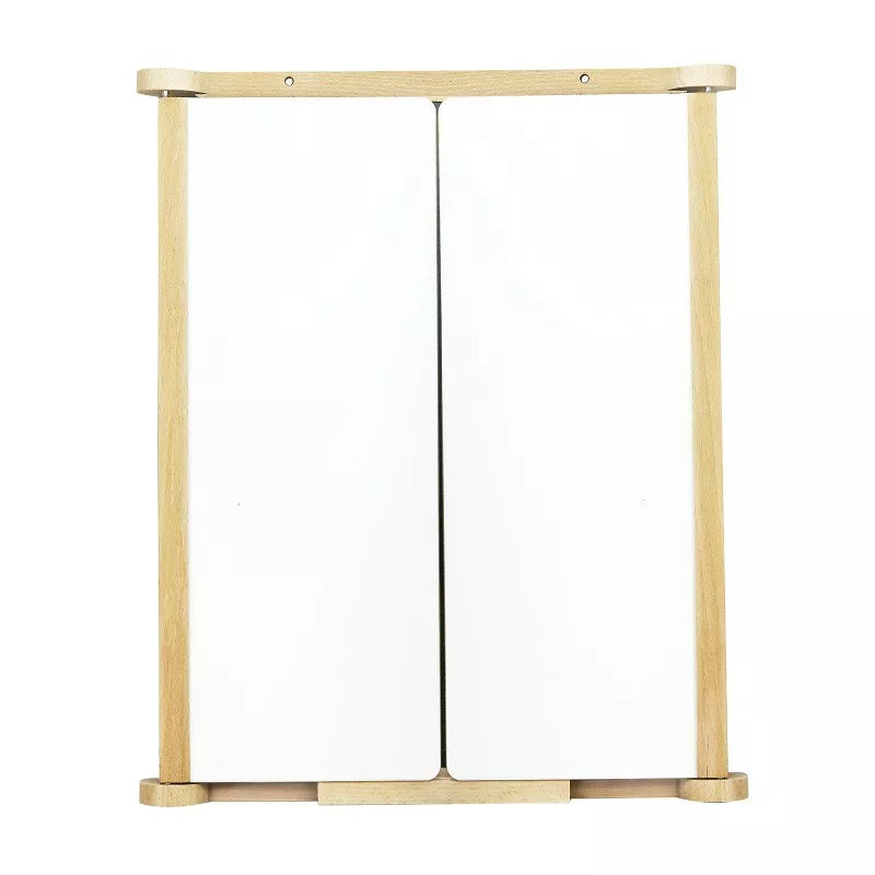 a Jeujura Triptych Board Natural Wood with two doors and a wooden frame.