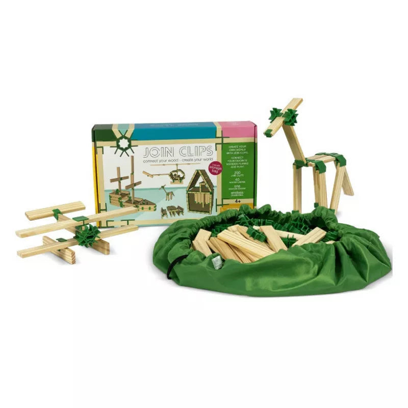 Join Clips Construction Home Edition 200 set with a green bag.
