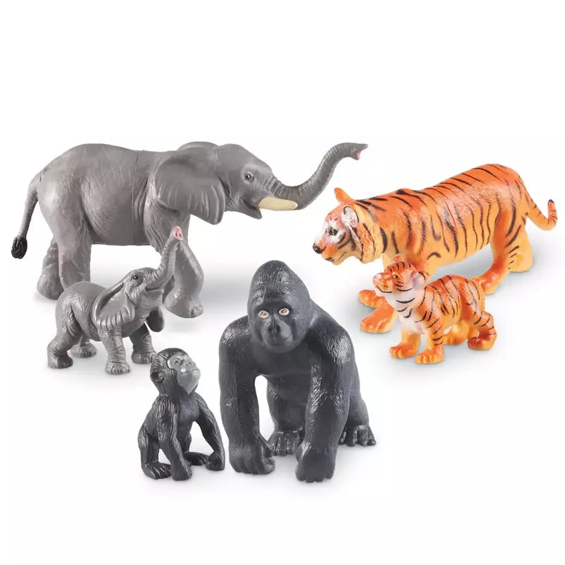 Learning Resources Jumbo Jungle Animals - Mommas And Babies for toddlers, including a giraffe and a gorilla.