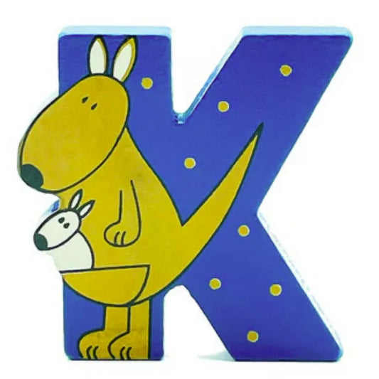 The Wooden Letter Animal – K has a kangaroo and a dog on it.