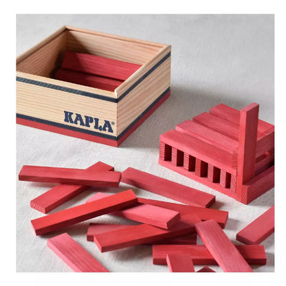 a box of KAPLA® 40 Coloured Planks Red next to a box of KAPLA® 40 Coloured Planks Red.