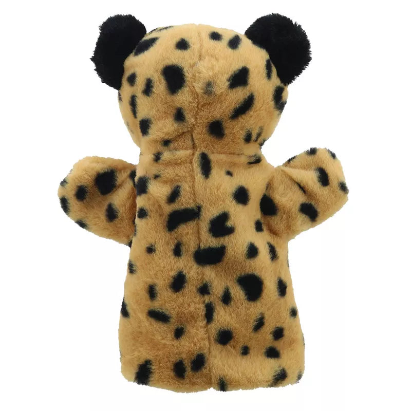 An ECO Puppet Buddies Leopard Hand Puppet on a white background.