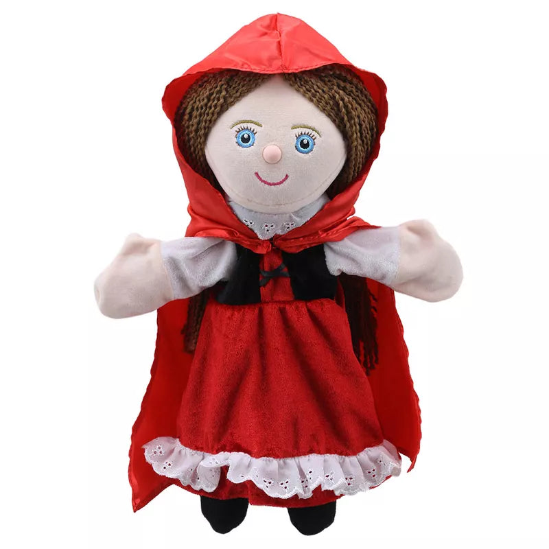 The Puppet Company Hand Puppet Little Red Riding Hood, perfect for storytelling and expanding vocabulary, captured on a serene white background.