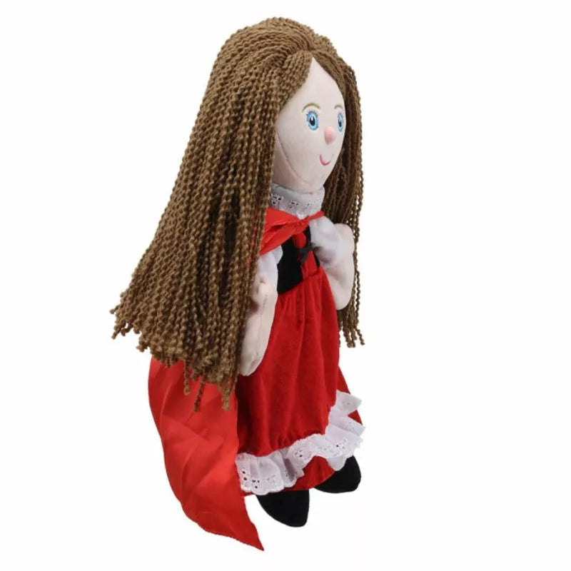 A The Puppet Company Hand Puppet Little Red Riding Hood with long hair and a red dress, perfect for vocabulary building and storytelling play.