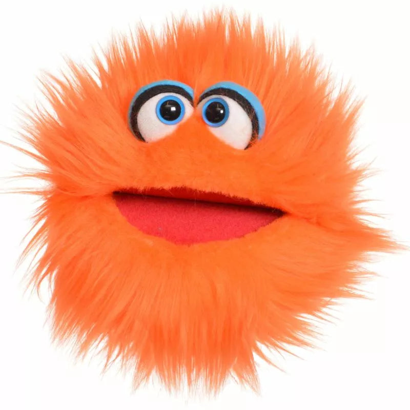 A close up of a Living Puppets Klops Hand Puppet with big eyes.