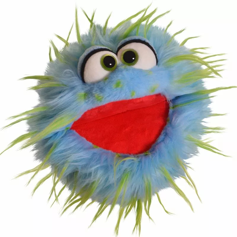 A Living Puppets Monster Hand Puppet Sutsche with a red mouth.