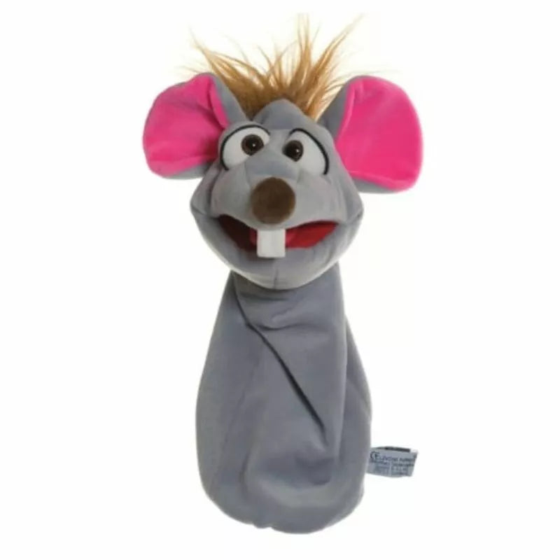 a Living Puppets Bille Mouse Puppet with a pink nose and ears.