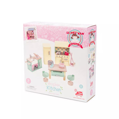 a box with a Le Toy Van Daisylane Kitchen inside of it.