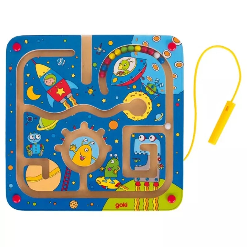 A Magnetic Maze Board Space with a yellow handle.