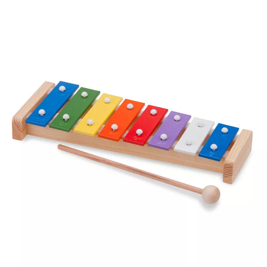 A New Classic Toys Metallophone with Musicbook and a wooden mallet.