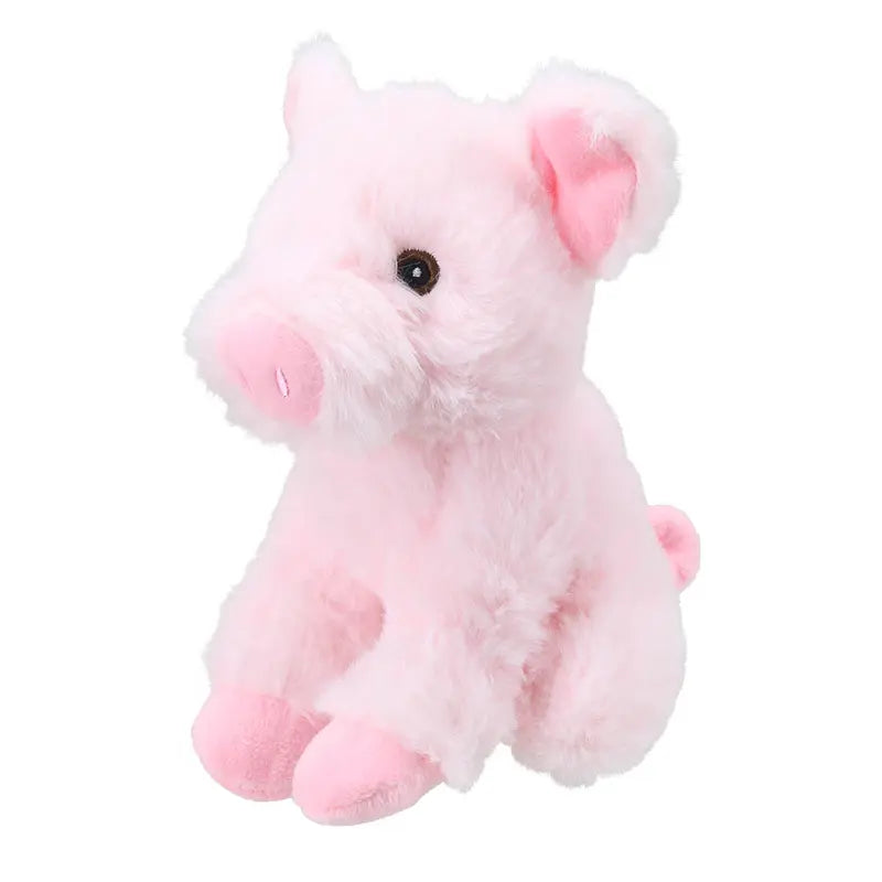 The Wilberry Mini Soft Toy Pig is an adorable soft toy designed for babies, featuring floppy ears, a round snout, black eyes, and a small curled tail. This charming plush pig sits upright against a white background and provides both comfort and cuddles for little ones.
