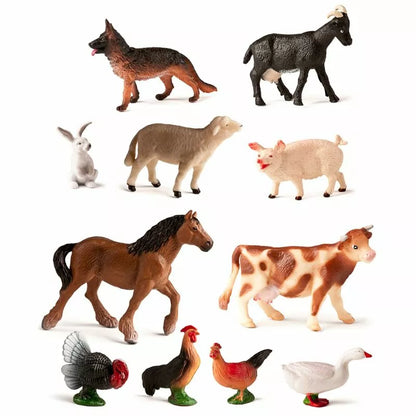 A group of Miniland Figures Farm Animals on a white background.