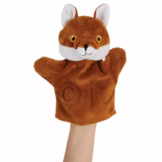 My First Puppet Fox is a glove puppet with a head shaped like a fox.  Made of very soft material and embroidered features. Safe to use from birth.