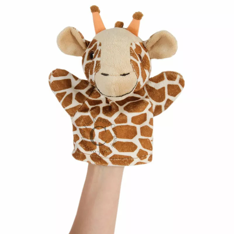 My First Puppet Giraffe is a glove puppet with a head shaped like a giraffe.  Made of very soft material and embroidered features. Safe to use from birth.
