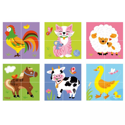 A vibrant Cube Puzzle Farm Animals featuring farm creatures in various colors.