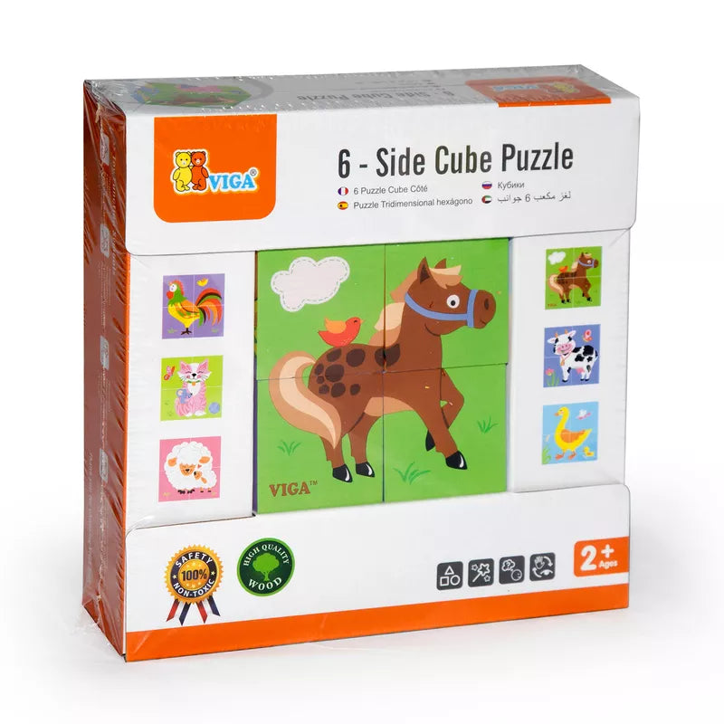 A box of Cube Puzzle Farm Animals with a horse on it.